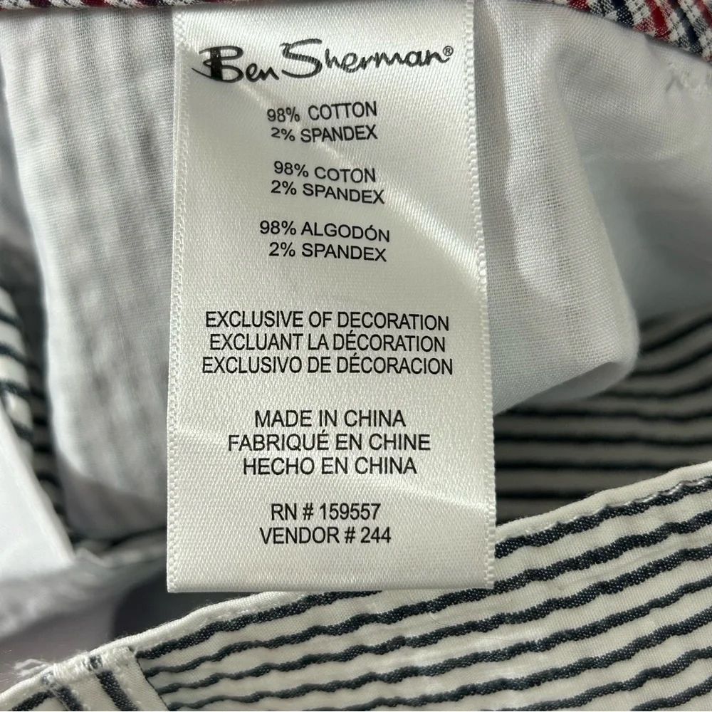 Ben Sherman Men's Striped Flat Front Shorts. Seersucker. Stretch Regular Fit 38W